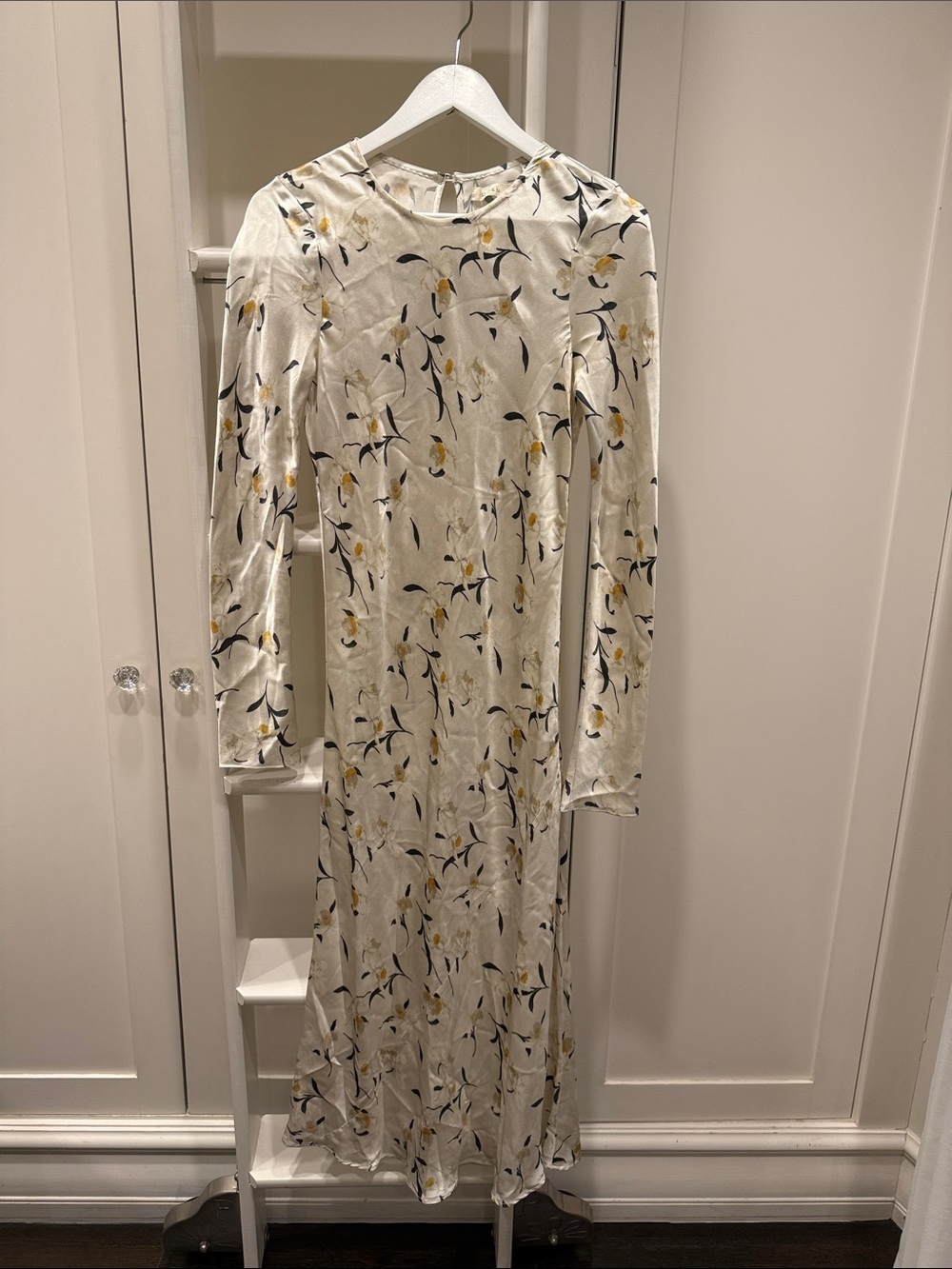 DÔEN Ivory Floral Long Sleeve Midi Dress Size XS
